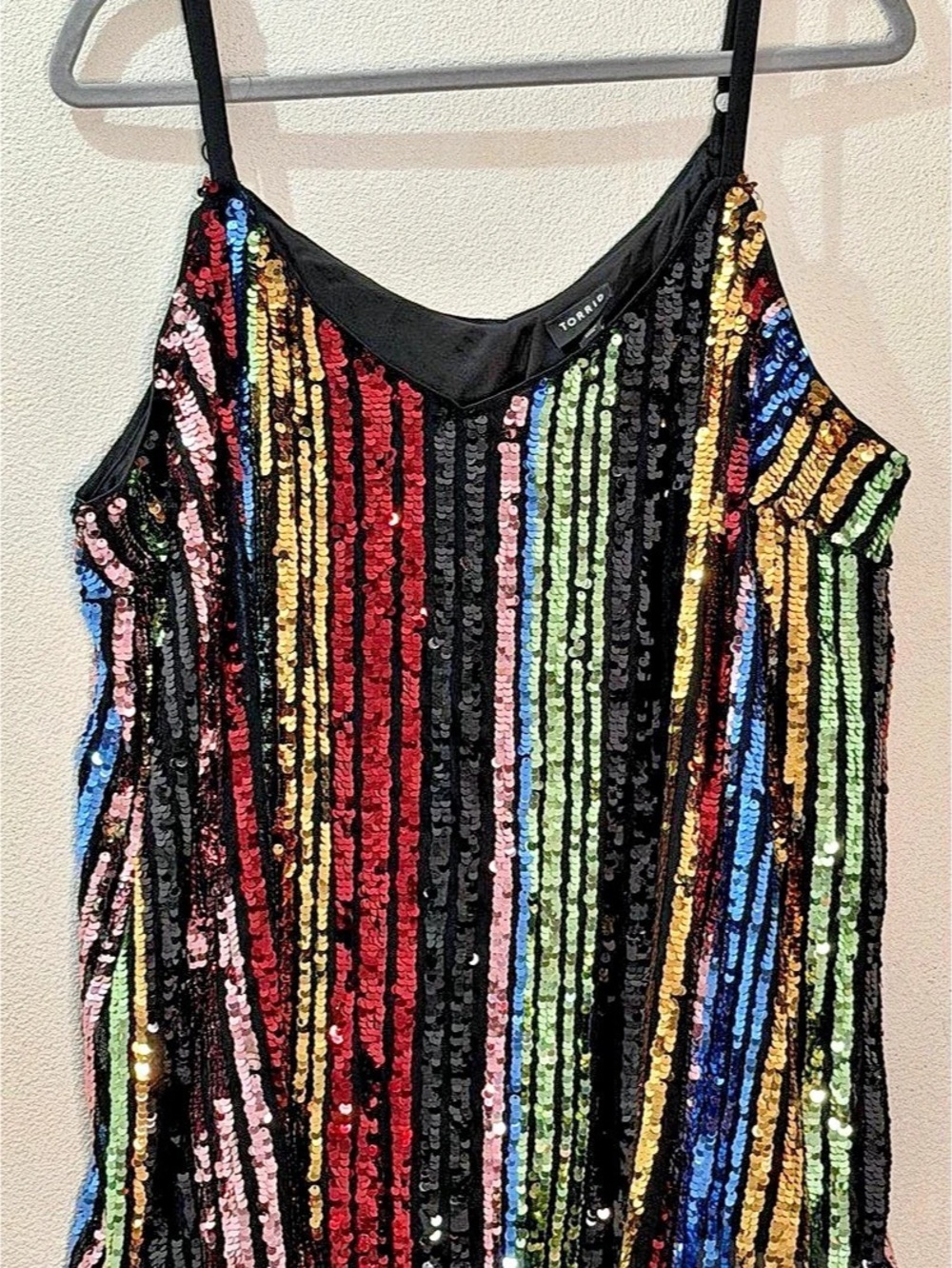 Torrid Sophie Rainbow Sequin Camisole Tank Top Black & Multicolor Size 2